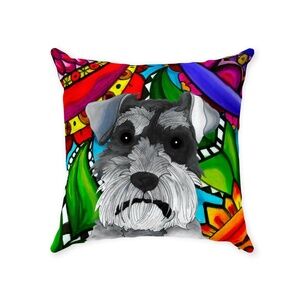 Soft Suede Indoor Pillow with Schnauzer Dog